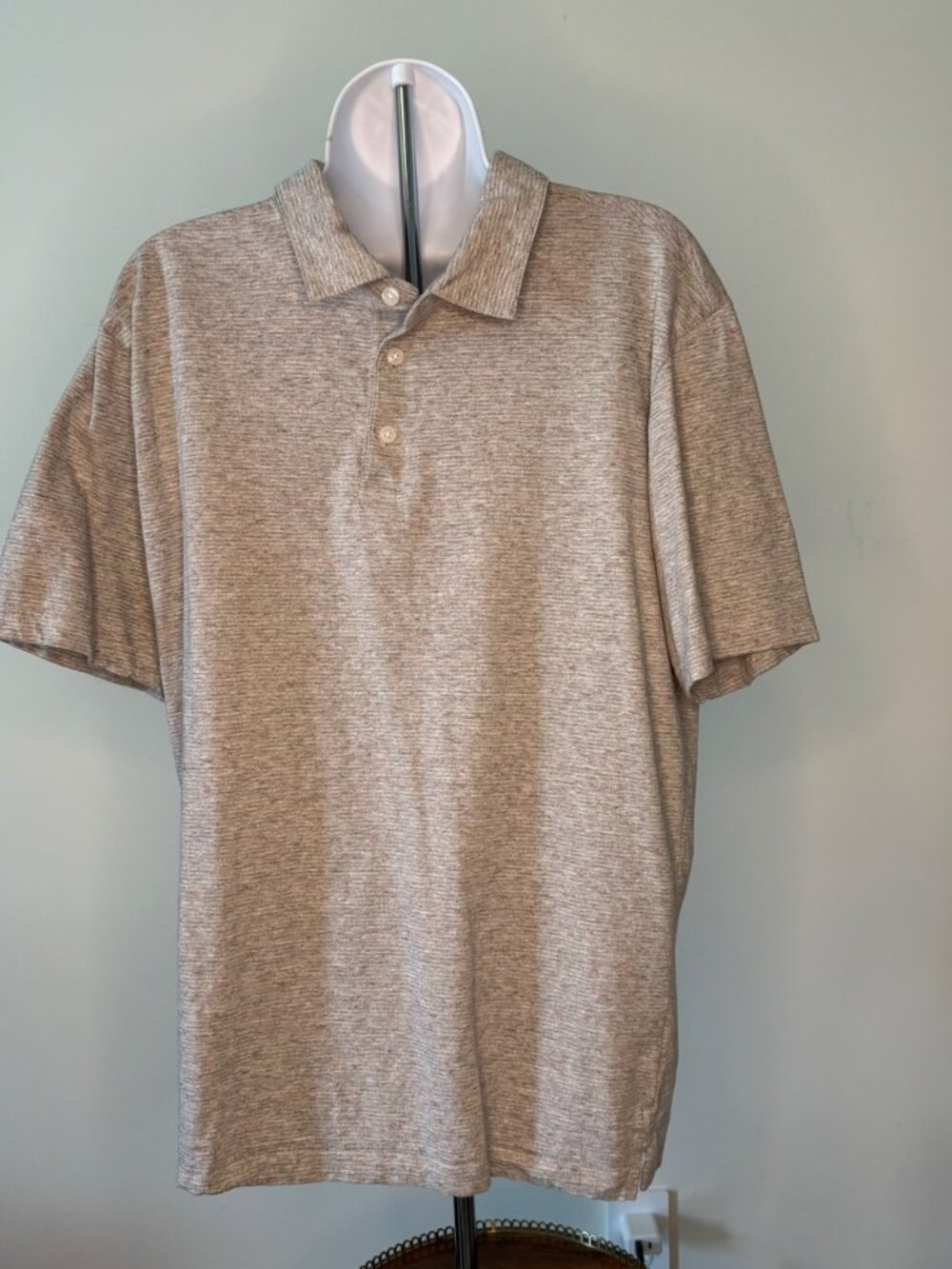 Robert Barakett Gray Heathered Short Sleeve Polo Shirt XL